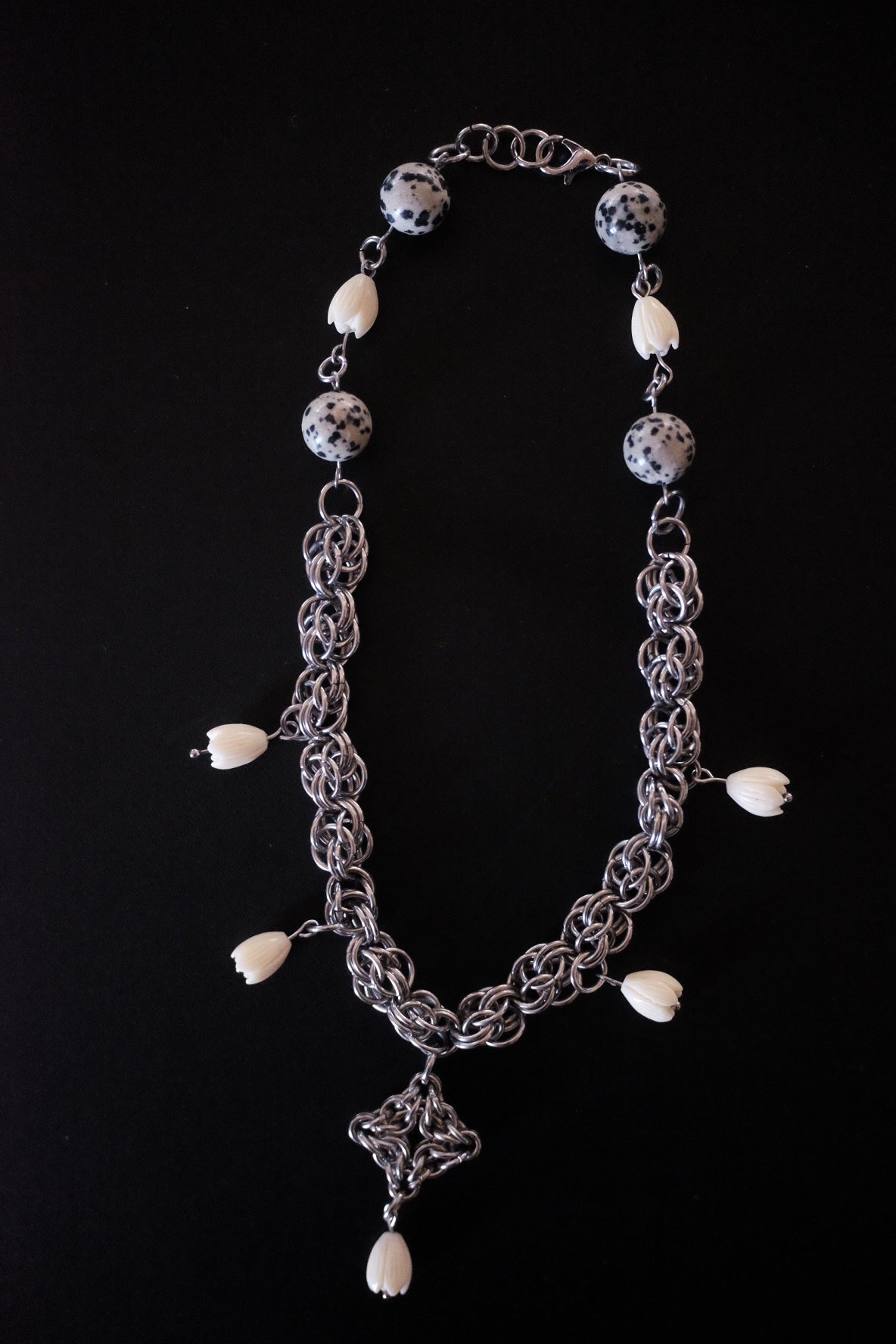 Bruha x Hukott mixed beads chainmaille choker 1