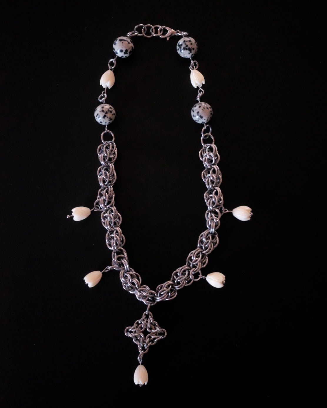Bruha x Hukott mixed beads chainmaille choker 1