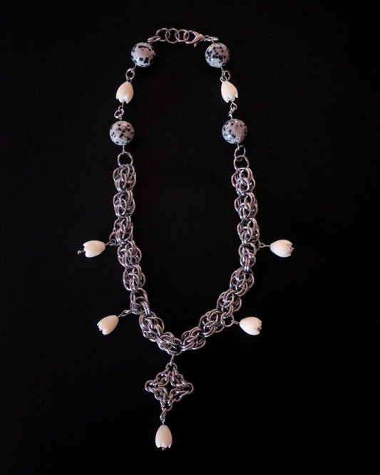 Bruha x Hukott mixed beads chainmaille choker 1